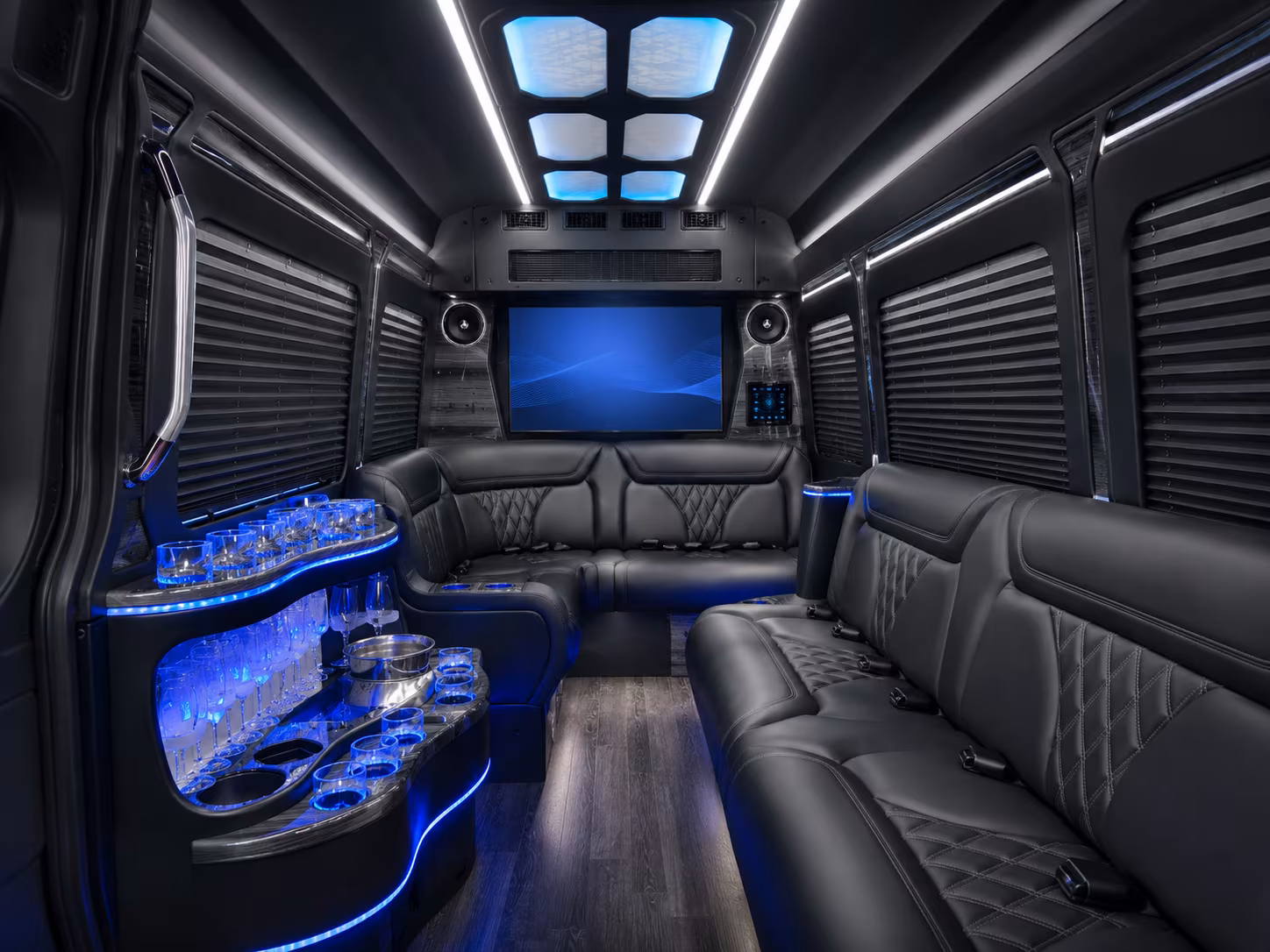 rio rancho 30 passenger party bus inside
